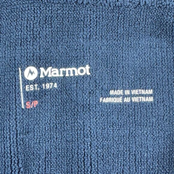 Marmot Half Zip Pullover Womens Small Blue Polartec Fleece Thumbholes Outdoor - Picture 2 of 16